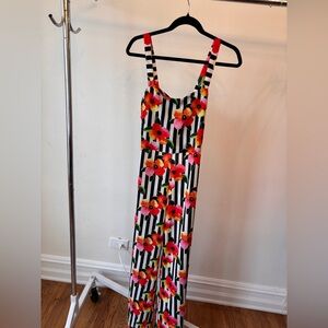 Striped Black & White Floral Maxi Dress